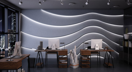 Гипсовая световая 3D панель Zaha Shell